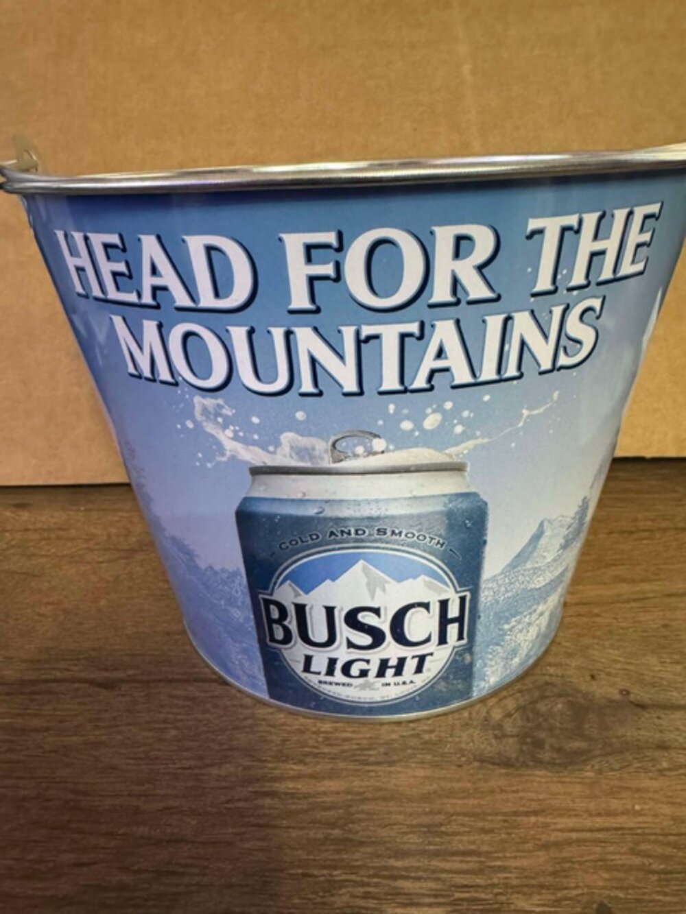 Busch Light "Head for the Mountain" Beer Ice Bucket – Blue with Logo‎